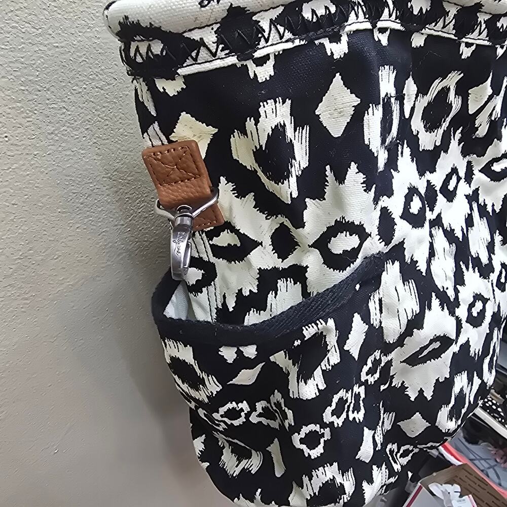 Thirty-One Retro Metro Aztec Print Canvas Tote Bag Bohemian Boho White Black - Picture 10 of 14